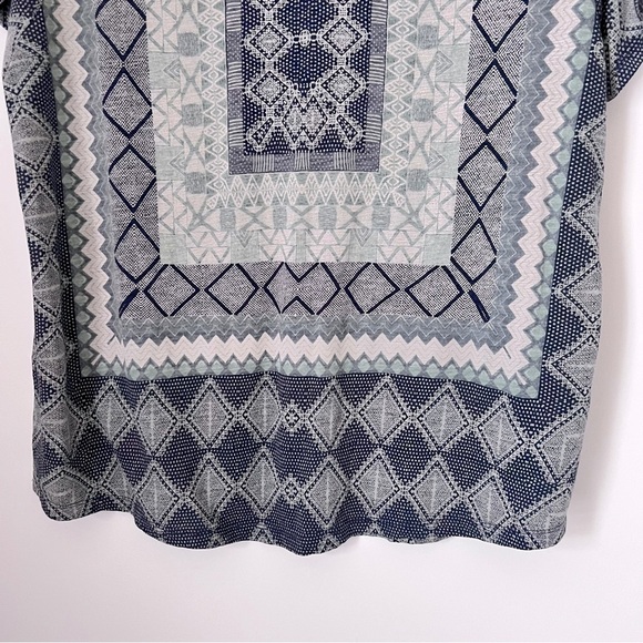 Lucky Brand Blue Green Multi Border Print Cotton Modal Tee 1X - Picture 13 of 14